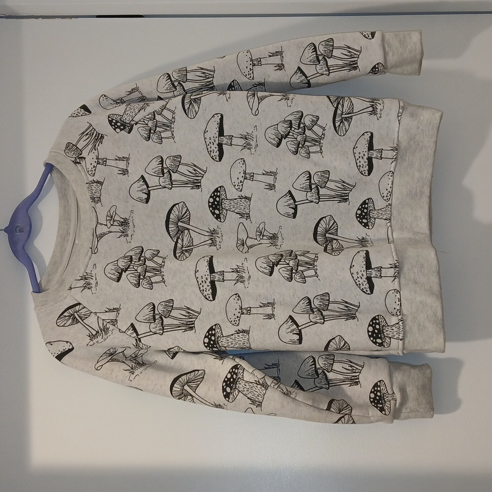 Mushroom Patterned Gray Sweatshirt - image 2